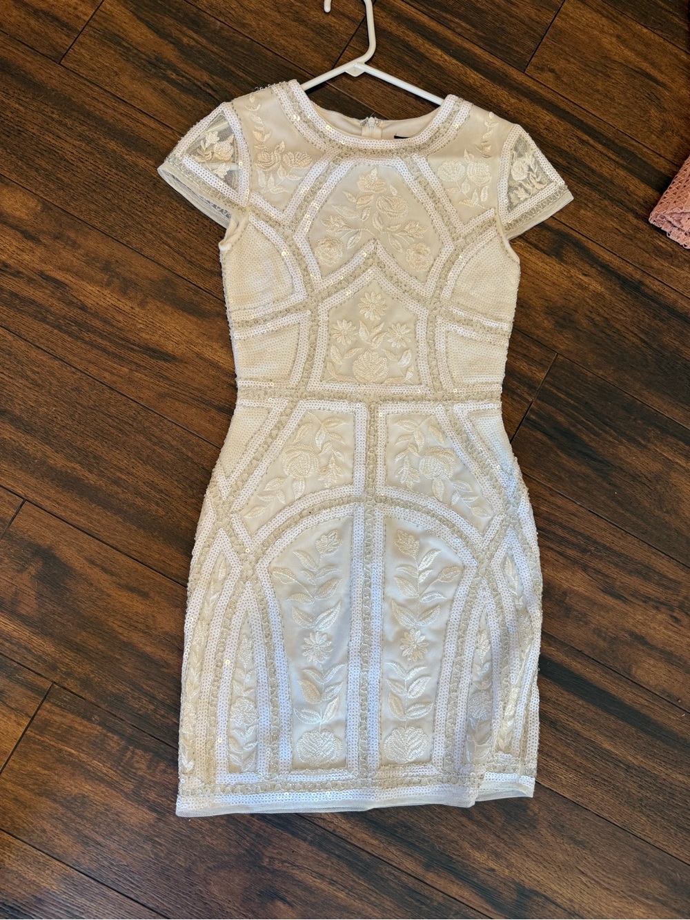Lulu's Ivory Beaded Mini Dress